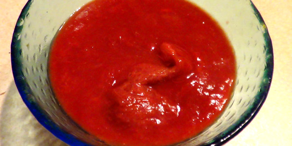 Rhubarb and Strawberries in Blood Orange Juice