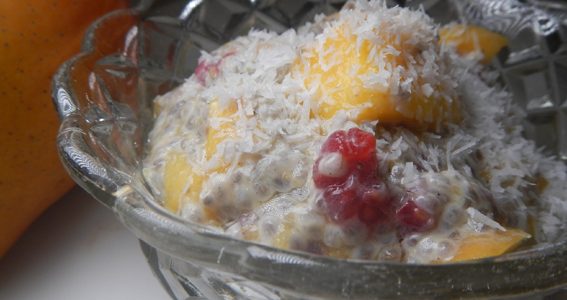 Mango Raspberry Chia Breakfast Pudding