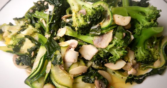 Orange-Mustard Sauteed Greens and Mushrooms