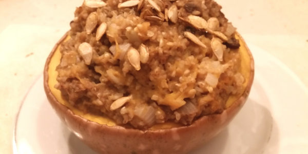 Pomegranate and Tahini Stuffed Pumpkin